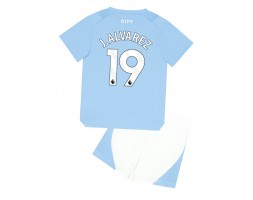 Manchester City Julian Alvarez #19 Hjemmebanesæt Børn 2023-24 Kort ærmer (+ korte bukser)
